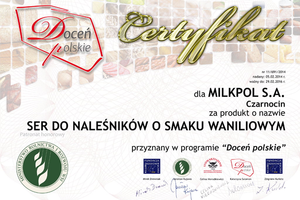 Certyfikat – Doceń Polskie 2014